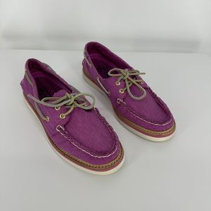 Sperry Top Sider Women’s Canvas Shoes 8.5 Pink Lace Up Non Marking Boat Shoes